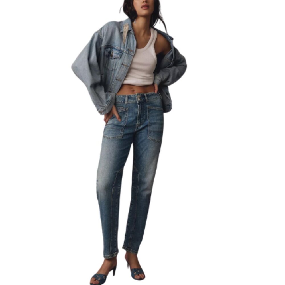 Anthropologie Straight-Leg Jeans in Medium Blue Wash
